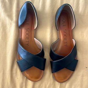 Sole Society Flat leather- worn 1x black sandals